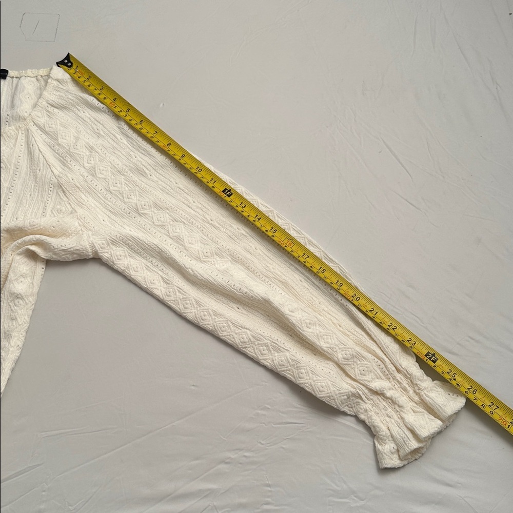 Frye Salt Breeze cream off-white split neck long sleeve peasant blouse - Picture 12 of 12